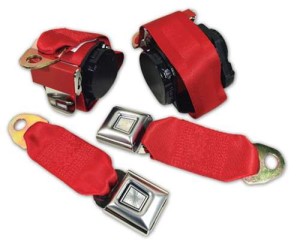 Red Lap & Shoulder Seat Belts - Single Retractor 78-82