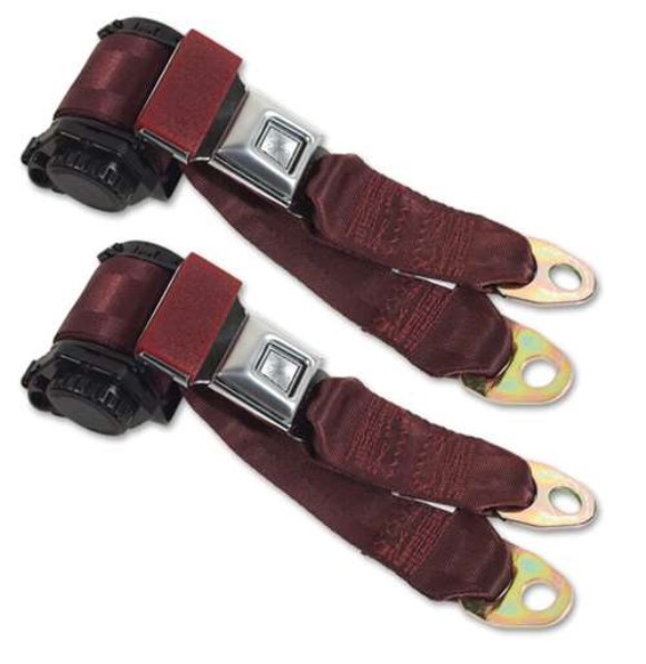 Maroon Lap & Shoulder Seat Belts - Single Retractor 78-82