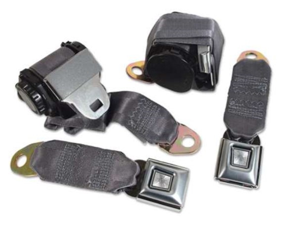 Gray Lap & Shoulder Seat Belts - Single Retractor 78-82