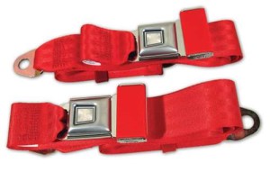 Seat Belts. Flame Red Non-Retractable 68-96