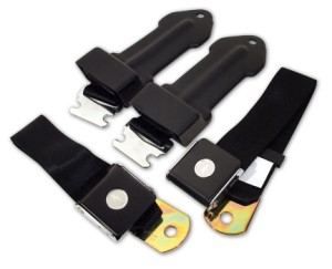 Seat Belts. Bowtie Lift Latch - Black 65-66