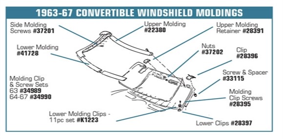 30 Vintage Window Reveal Clips - Fits 1955-64 Cadillac, 1961-64 Impala, 1955-64 GM Models