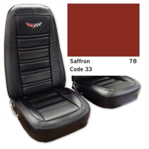 Embroidered Leather Seat Covers. Saffron Leather/Vinyl Original 78