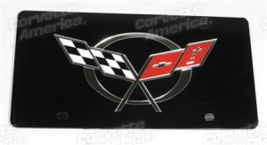 Front License Plate. Rectangular - Black with C5 Logo 97-01