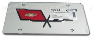 Front License Plate. Mirrored with Black Crossflags Logo 53-82