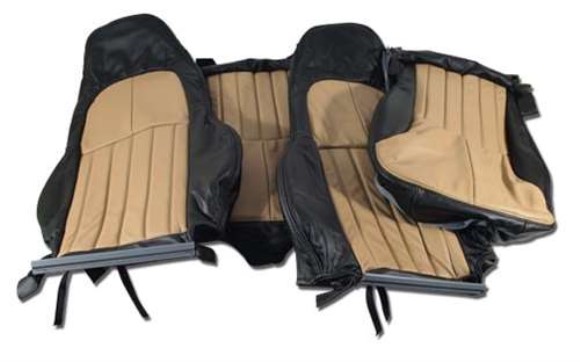 Custom 100% Leather Seat Covers. Standard - Black & Oak 97-04
