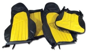Custom 100% Leather Seat Covers. Standard - Black & Yellow 97-04