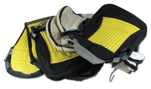 Custom 100% Leather Seat Covers. Sport - Black & Yellow 97-04