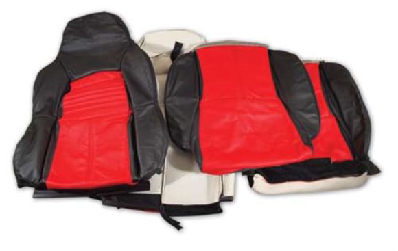 Custom 100% Leather Seat Covers Standard - Black & Red 94-96