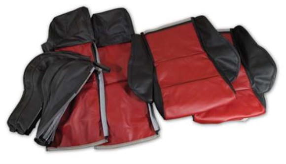 Custom 100% Leather Seat Covers Sport - Black & Dark Red 84-85