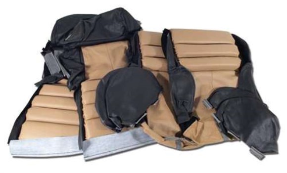 Custom 100% Leather Seat Covers Sport - Black & Beige 91-92