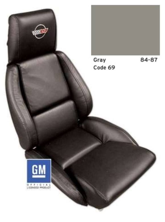 Embroidered Leather Seat Covers. Gray Standard No-Perforations 84-87