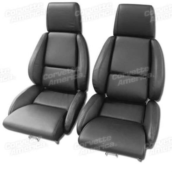 Mounted Leather Seat Covers. Black Standard No-Perforations 84-88