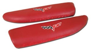 Leather ArmRest Pads - Red with C6 Logo 05-13