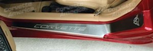 Outer Door Sill Covers - Brushed Stainless Steel with C5 Logo 97-04