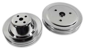 Water Pump Pulley. Dual W/Idler - Chrome 55-68