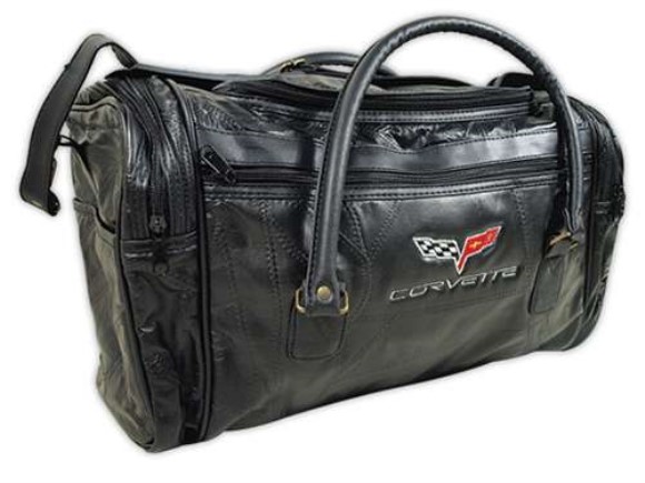 Duffle Bag - Black Lambskin Leather with C6 Logo 