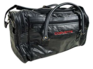 Duffle Bag - Black Lambskin Leather with Corvette Logo 