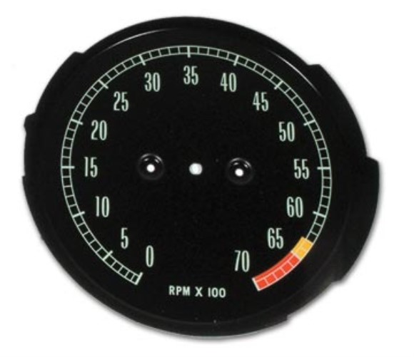 Tachometer Face. 6500 RPM RedLine 65-67