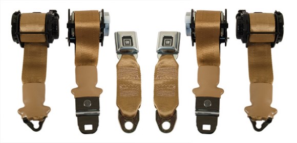 Tan Lap & Shoulder Conv. Seat Belts - Dual Retractor 74-75