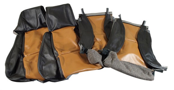 Custom 100% Leather Seat Covers Standard - Black & Saddle 88