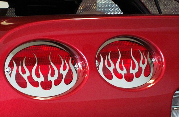 TAILLIGHT GRILLES. POLISHED. FLAME